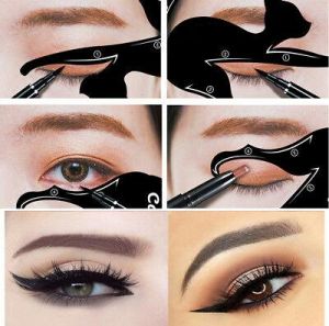  make me up עיניים    2Pcs Makeup Cat Line Pro Eye Makeup Tool Eyeliner Stencils Template Shaper Model